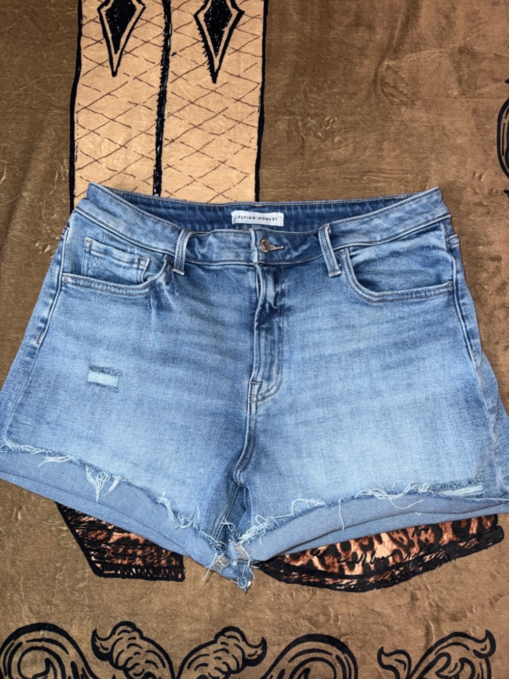 Flying Monkey Light Wash Denim Cutoff Shorts